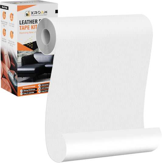 Leather Repair Tape, 4.7x63 inch Leather Patches for Furniture, Self Adhesive Leather Repair Patch for Sofas, Couches, Leather Covers, Seats, Chairs, Vinyl Repair Tape White