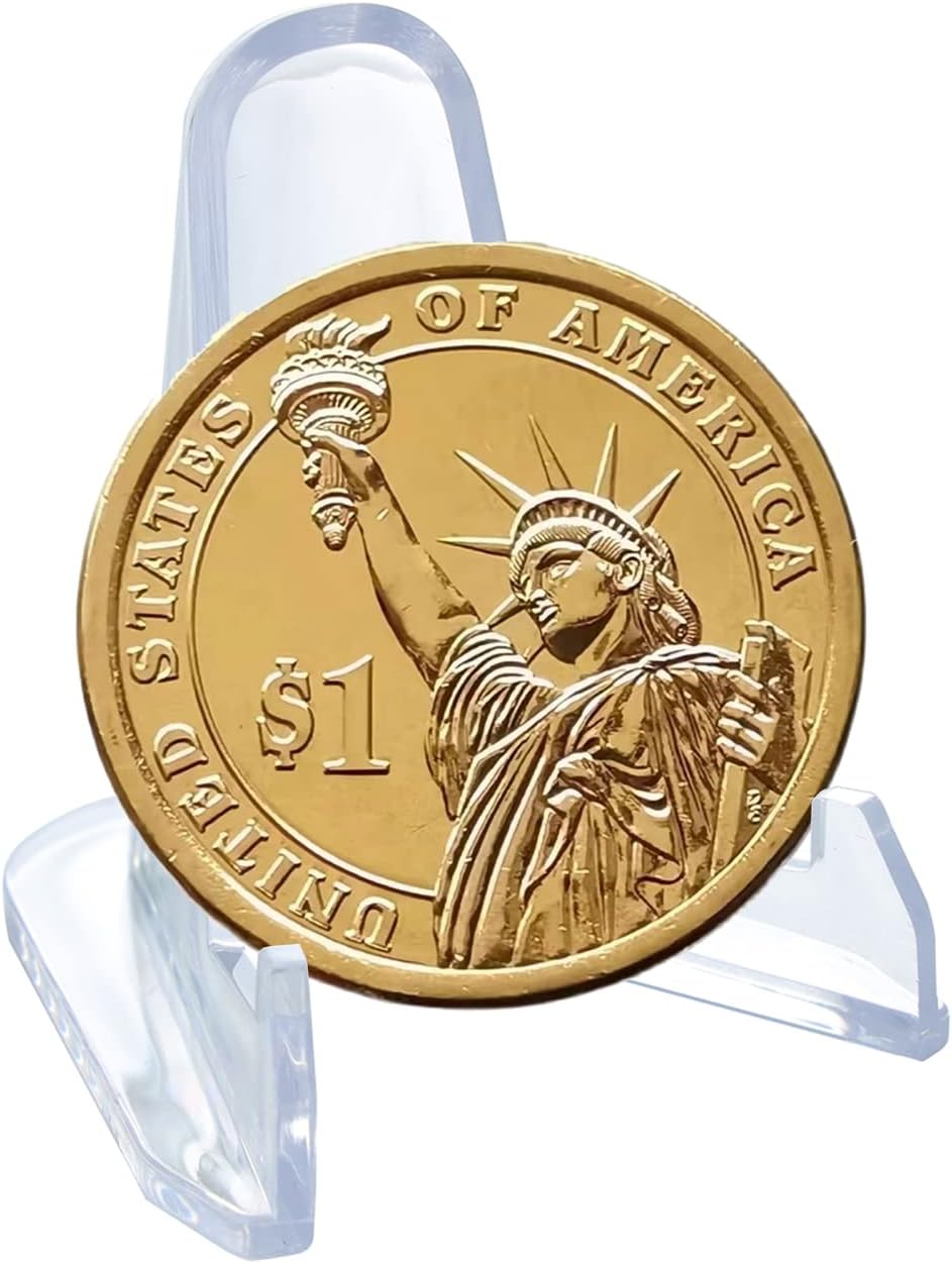 50 PCS Acrylic Display Holder Clear Display Easel Stands for Coins Capsules Phone Medals Stones Cards (Small)