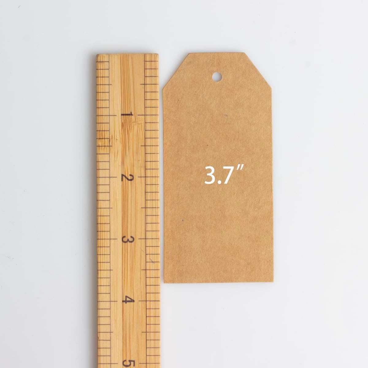 200PCS Kraft Paper Gift Tags with Natural Jute Twine,Blank Hang Tags for DIY Arts and Crafts Wedding Holiday Present, 3.7"x1.8", Brown