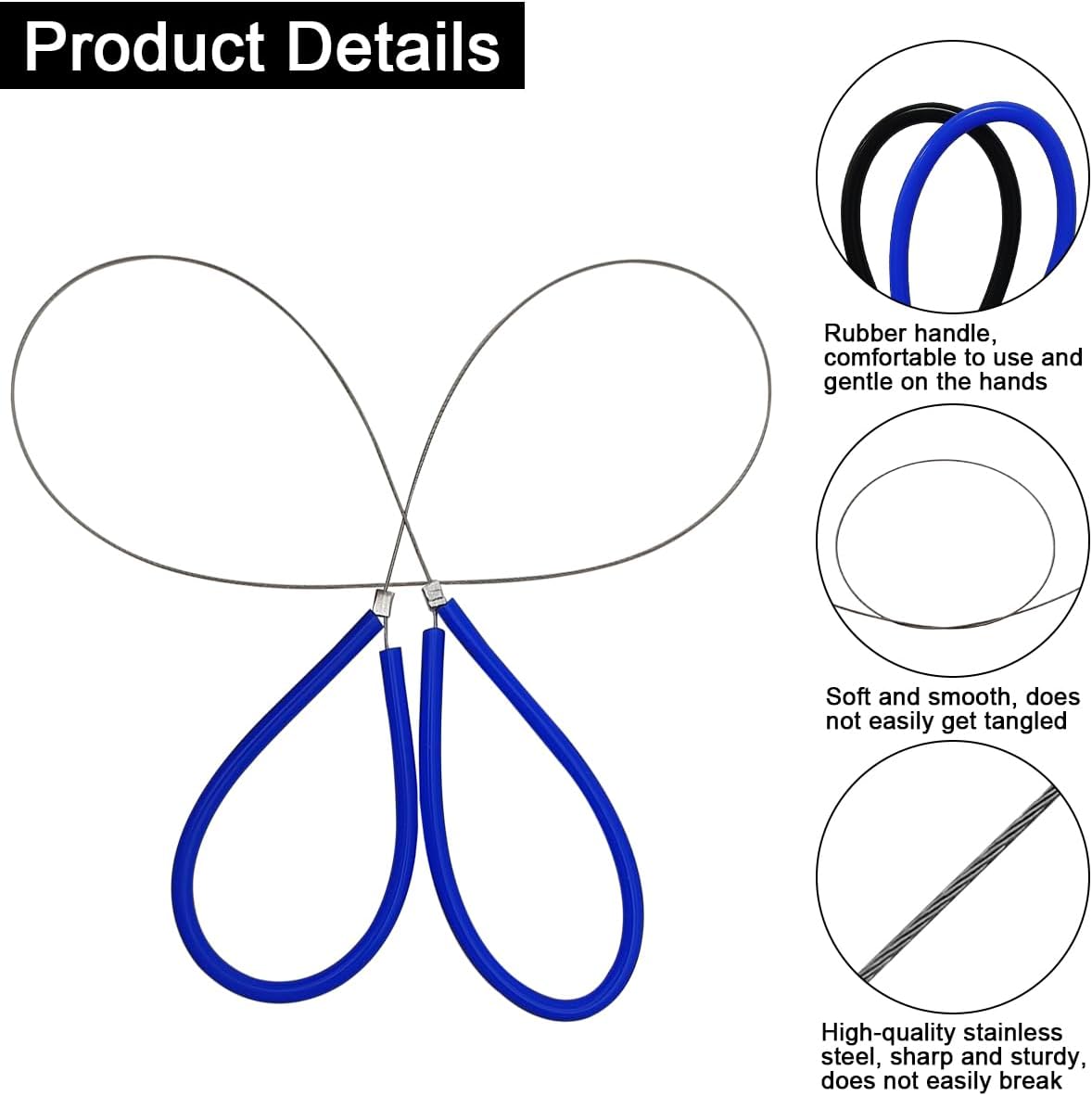 2 Pcs Clay Cutter Wires + 1 Clay Ceramic Needle + 1 Feather Wire Texture Detail Tools, Steel Cutters Wire Kit, Black & Blue Handle Cutting Off Pottery Wires Tools for Sculpting Artists Modeling Crafts