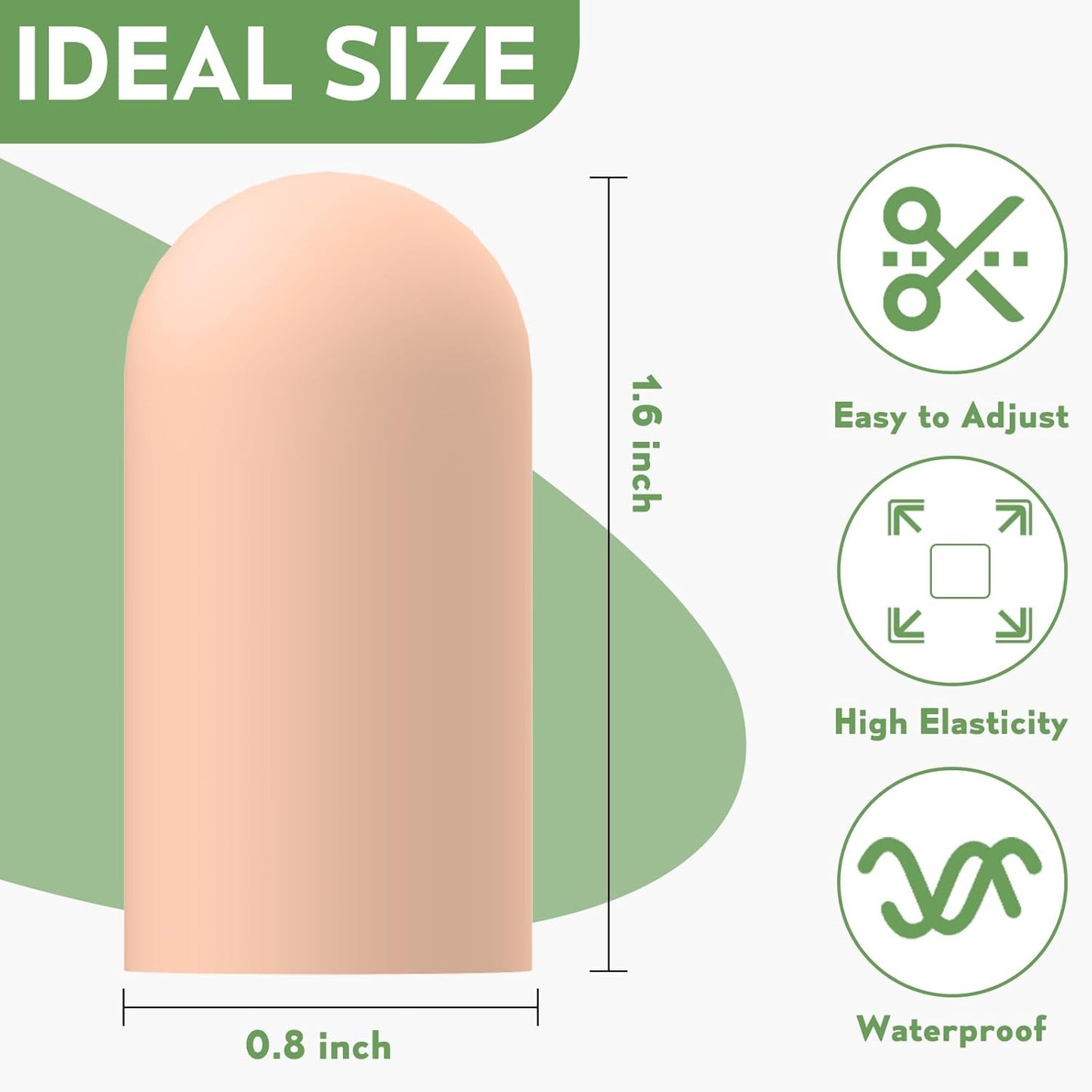 Gel Finger Cots for Thumbs, 10 Pcs Silicone Finger Caps, Rubber Finger Protector Covers for Trigger, Arthritis, Cracking, Peeling, Hangnail, Callus and Pain Relief, (Nude, Medium)