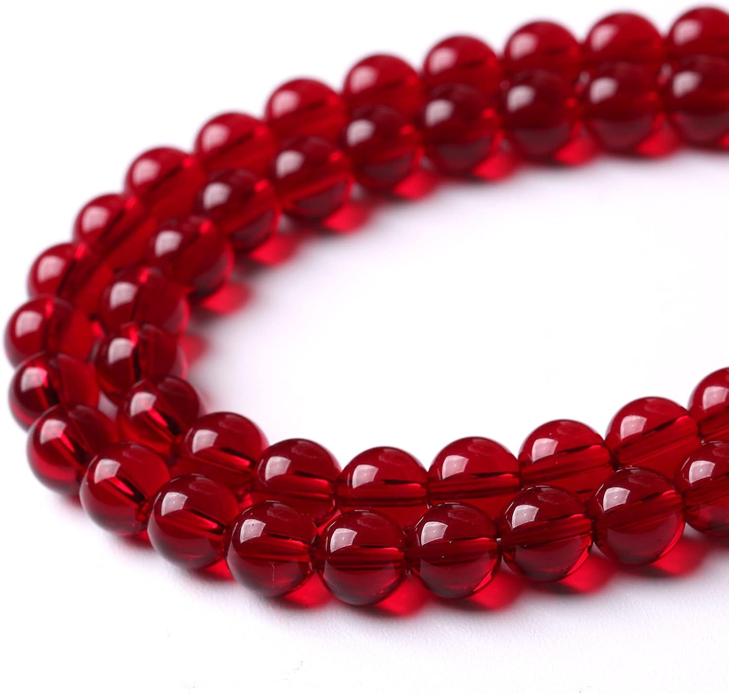 Smooth Garnet Red Glass Crystal Round Loose BeadsFor Jewelry Making DIY Bracelet Necklace Accessories 12mm 34pcs 15" Strand (Garnet Red Glass, 12mm)