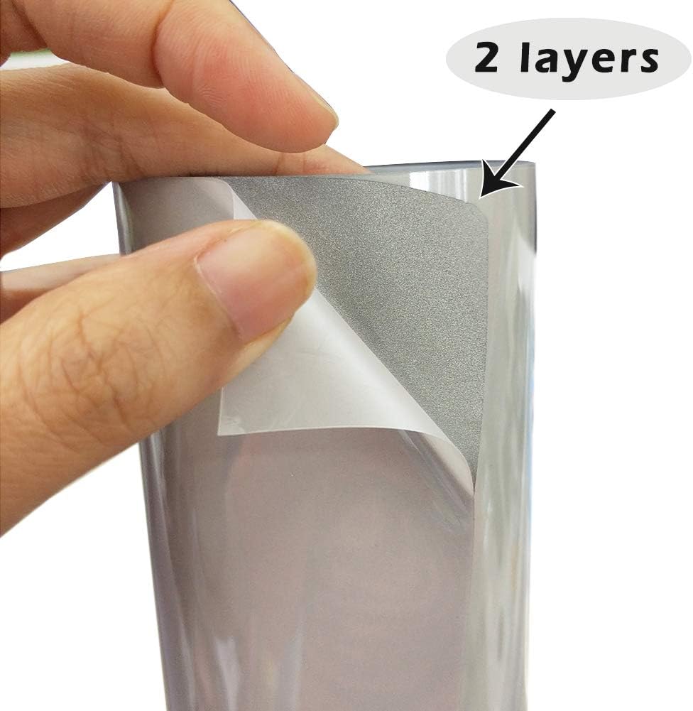 guangyintong Reflective Light Grey Heat Transfer Vinyl HTV Rolls, 12" x 8ft Reflective Iron on Vinyl for T-Shirts, Light Grey HTV Vinyl for All Cutter Machine Easy to Cut & Weed for HTV DIY Design