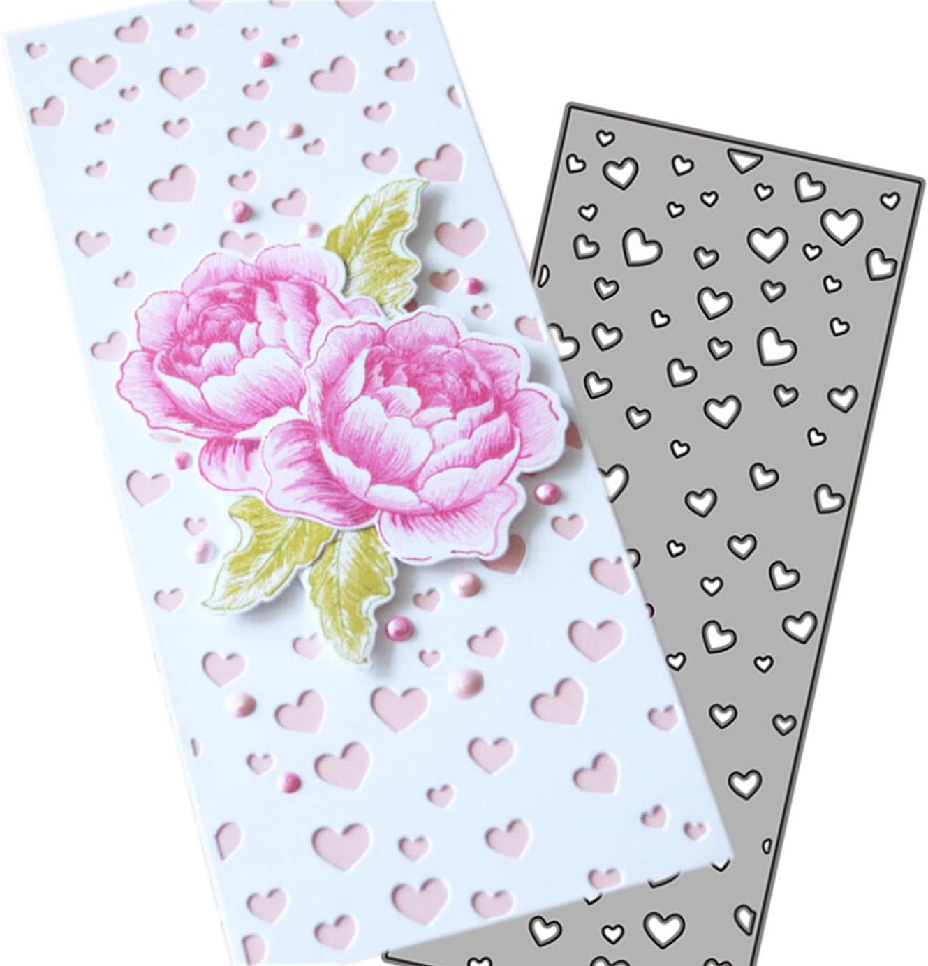 Mvchifay Cutting Dies Happy Birthday Metal Stencils Scrapbooking Tool DIY Emboss Paper Card Making (Heart Hollow frame-89x211mm)