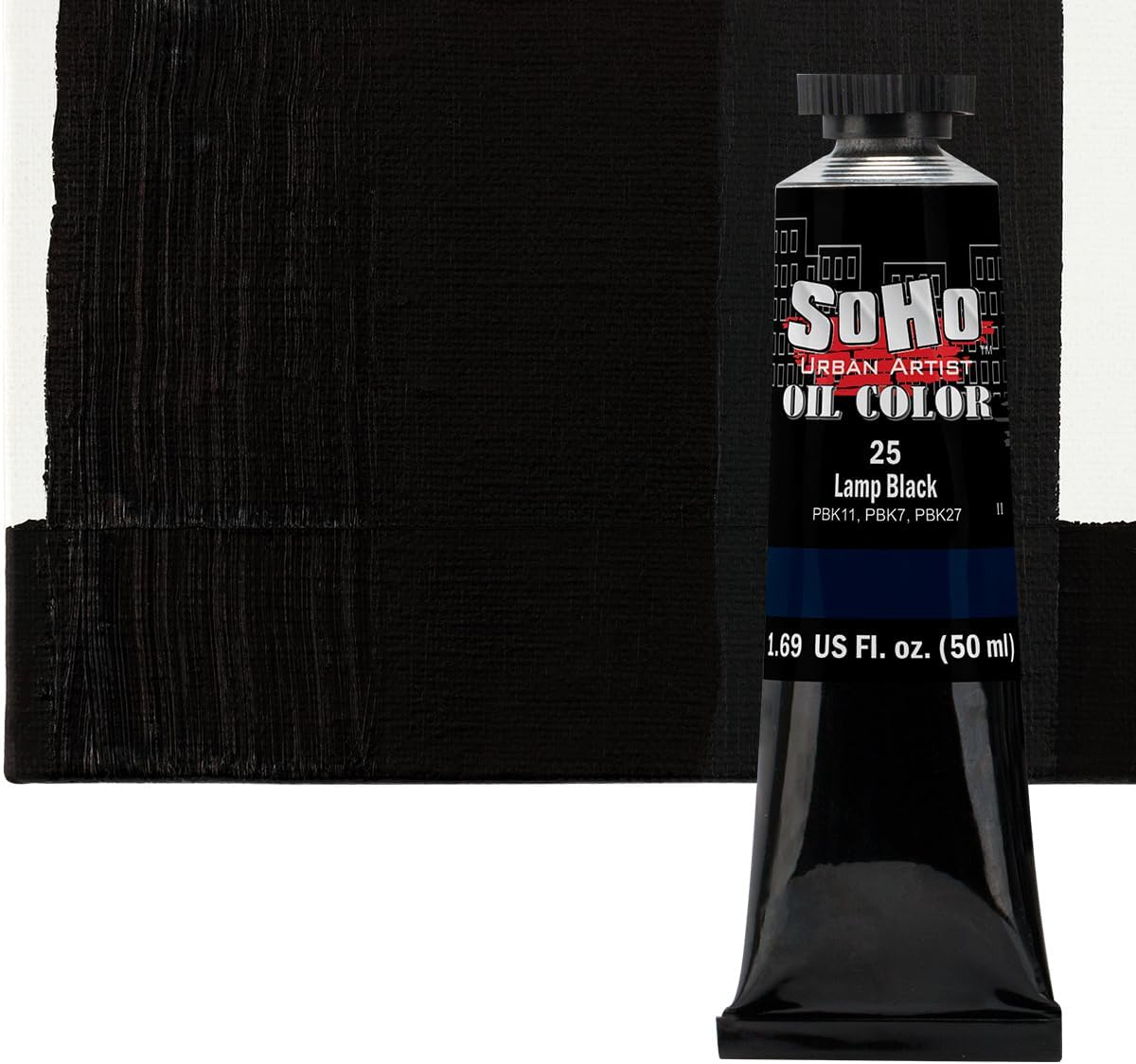 Soho Urban Artist Oil Paint - Lamp Black, 50 ml Tube - Best Valued Oil Colors for Painting, Excellent Pigment Load
