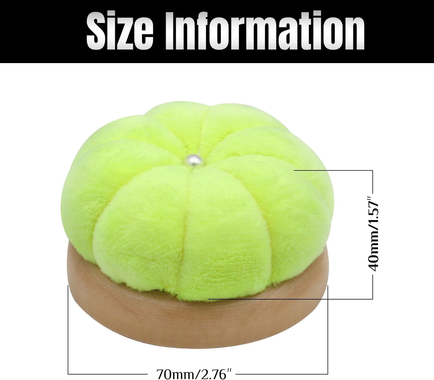 Uxney Pin Cushion,Wooden Sewing Pin Cushion Pincushion Needle Cushion for Sewing Quilting Needlework DIY Crafts(Fluorescent Yellow,2 PCS)