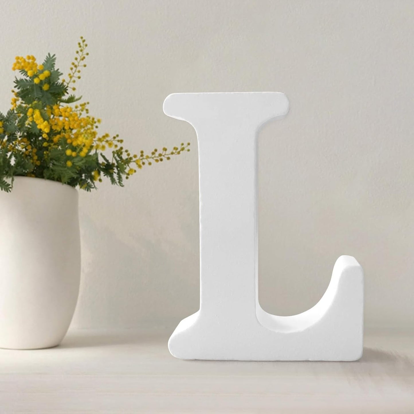 Wood Letters 4.3 Inch, White Unfinished Wood Letters for Graft, Wooden Letters for Wall Decor, Standing Letters for Bedroom, Home, Birthday, Party, DIY Graft (L)