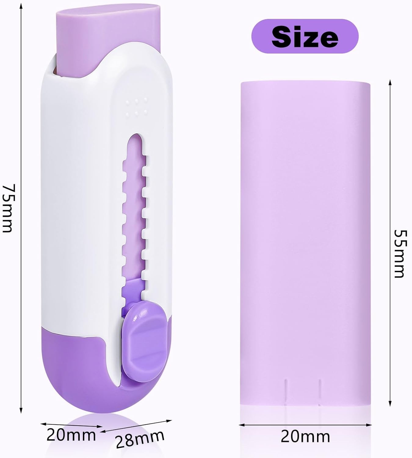 Pencil Erasers, Retractable Erasers for Pencils - White Purple, Pack of 5