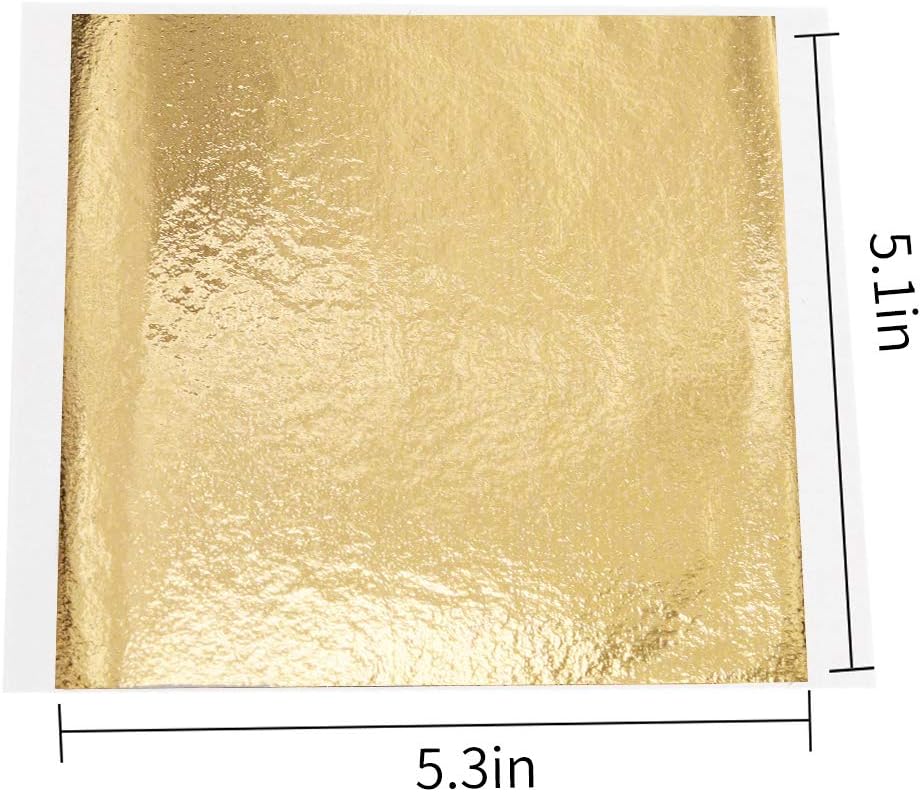 KINNO Gold Foil Leaf Sheets - Imitation Metal Leaf Papers 5.1" by 5.3" Multipurpose for Arts, Slime, Handcrafts, Gilding, Nail Arts, Decorations (200 Sheets, Loose)