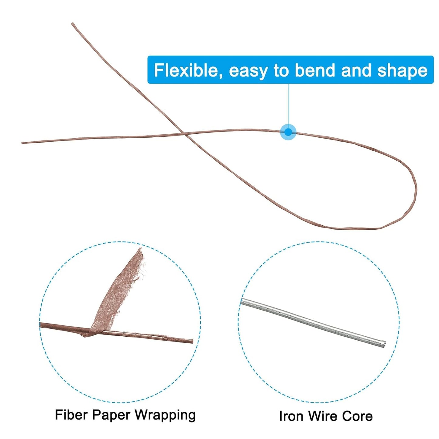 PATIKIL 26 Gauge 16" Floral Stem Wire, 100 Pcs Paper Wrapped Iron Artificial Flower Stem Accessories for DIY Bouquet Stem and Craft Decoration, Brown