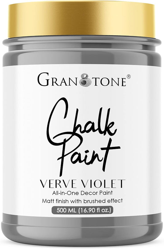 GRANOTONE Chalk Paint for Furniture, Matt-Finish Water-Based Acrylic Paint for Wood, Walls, Metal, Glass, Paper, Fabric Canvas, Maximum Coverage Chalk Paint for Kids & Adults, 500 Ml (AVIATOR GREY)