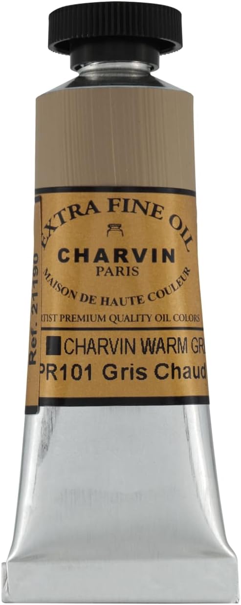 Charvin Extra Fine Oil Paint, Charvin Warm Grey 20 mL - Triple-Milled, Rich Texture, Poppy Oil-Based, Light-Fast, Handmade, Archival Quality