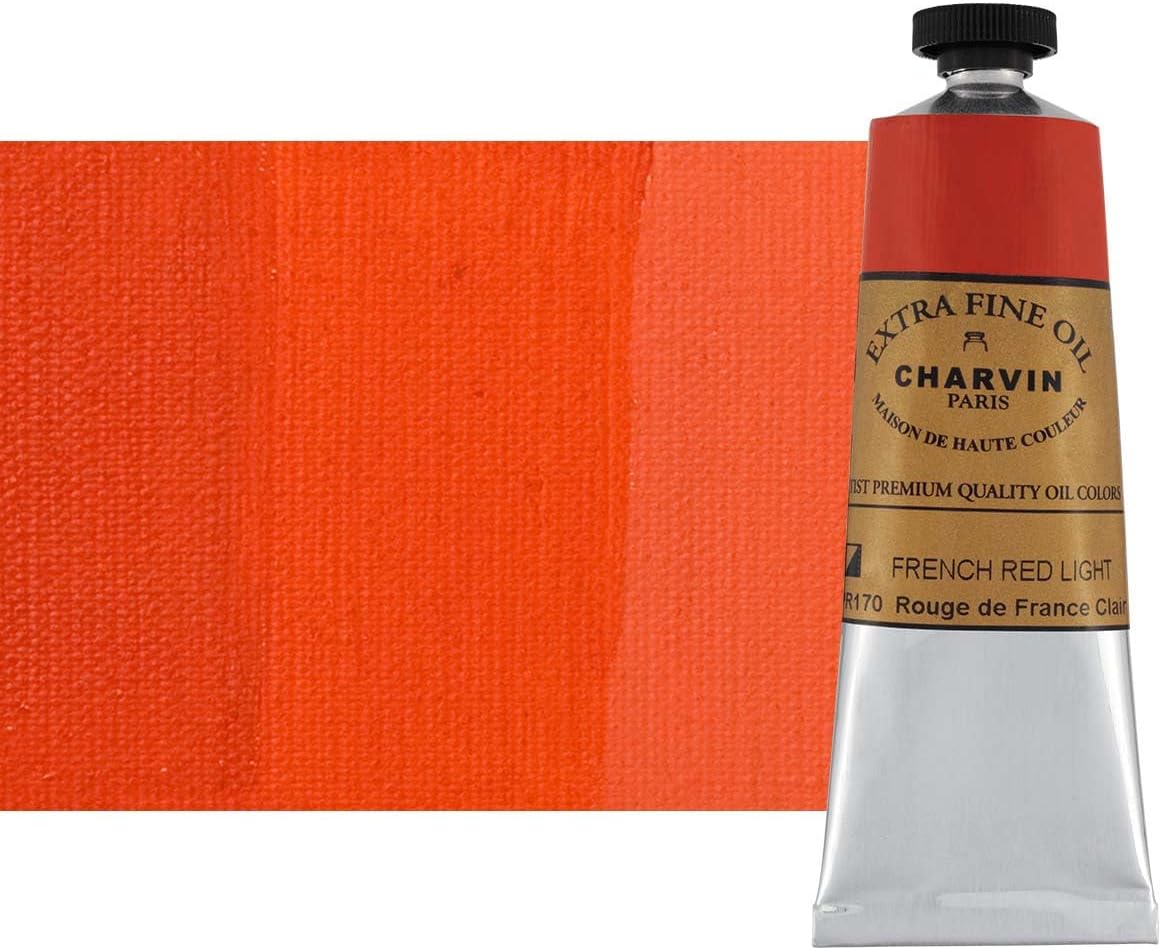 Charvin Extra Fine Oil Paint, French Red Light 60 ml - Triple-Milled, Rich Texture, Poppy Oil-Based, Light-Fast, Handmade, Archival Quality