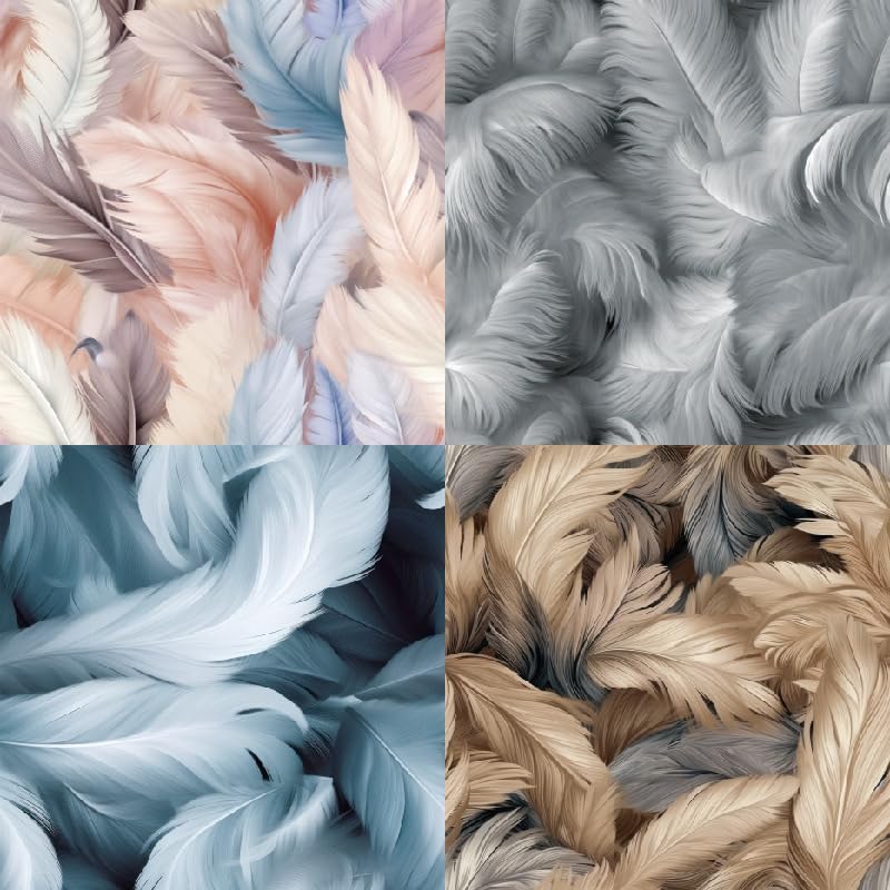 Feather Themed Scrapbook Paper Pad 6x6 inches, Single-Sided Boohoo Designs Printe Decorative Paper Sheets For Craft, Home Decor and Parties-24