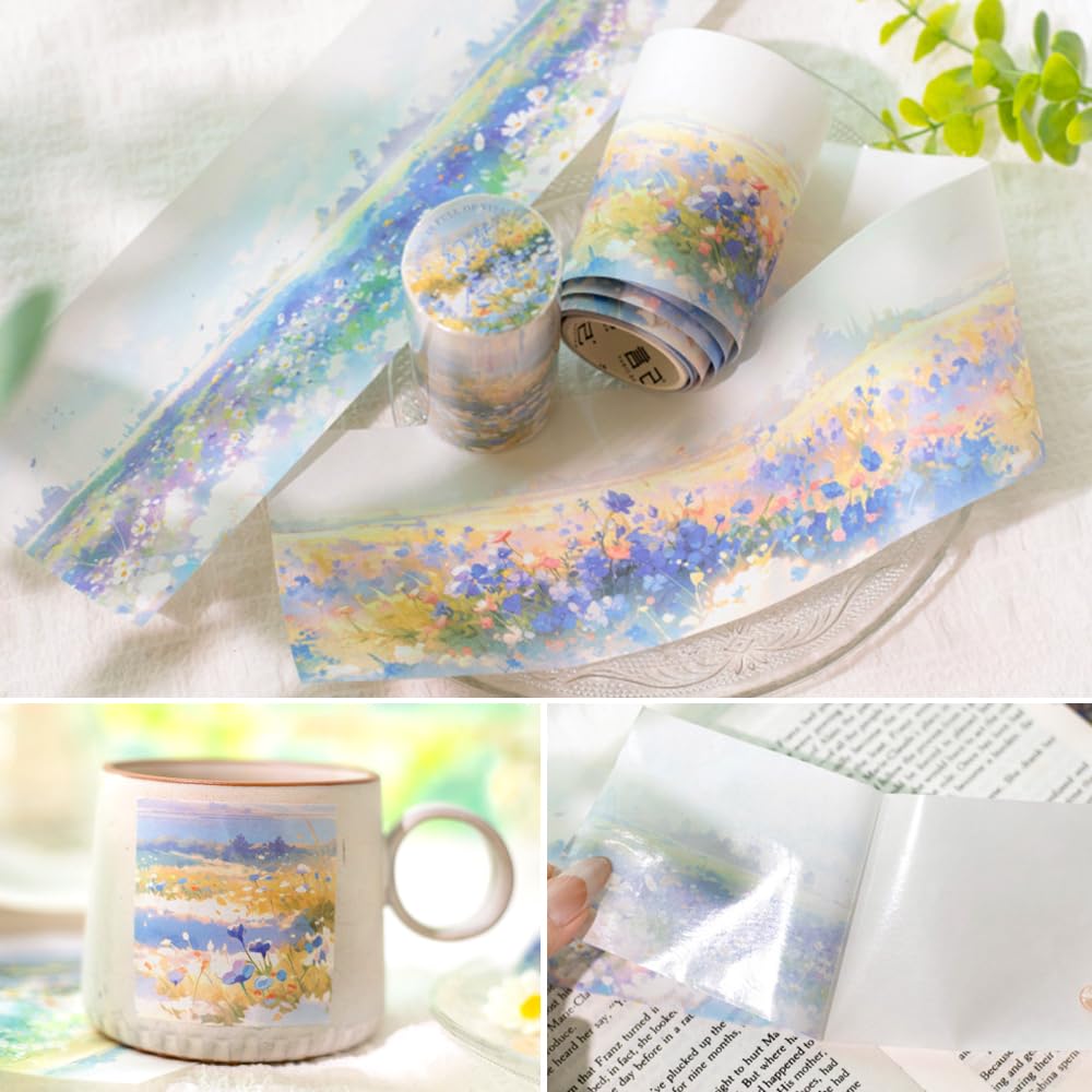 6Rolls Colorful Natural Scenery Washi Tape Set Scrapbook Supplies Spring Floral Washi Tape Stickers Decorative Tape Vintage Flower Cute Washi tape Bulk Washi Stickers Junk Journal Journaling Supplies