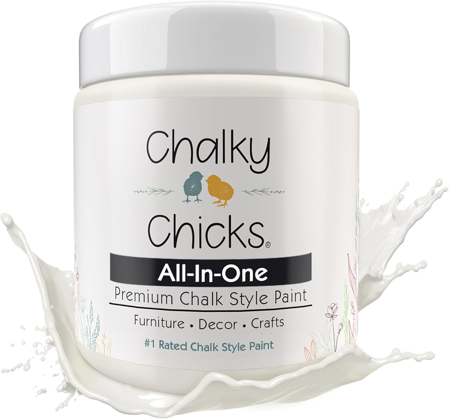 Chalky Chicks All-in-One Chalk Paint for Furniture or Cabinet - 8 Fl Oz - Matte Finish Old Lace (Off White) for Metal, Wood Furniture Paint - No Sanding All-in-One for Home Decor & Crafts, USA Made