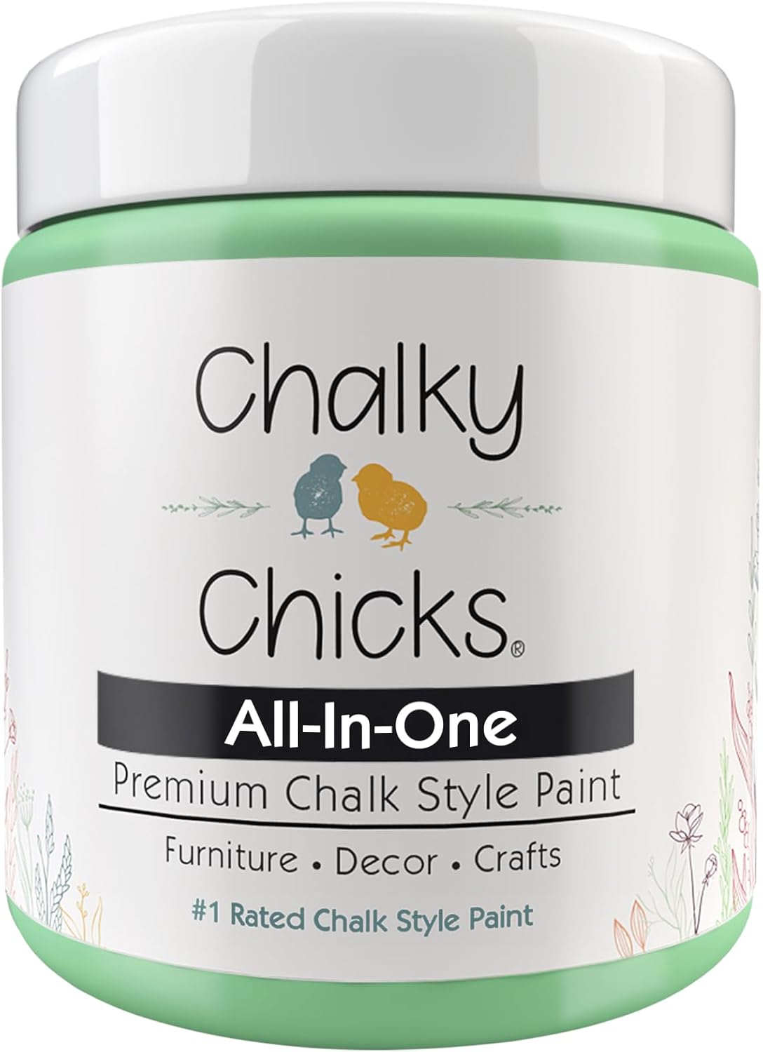 Chalky Chicks All-in-One Chalk Paint for Furniture or Cabinet - 4 Fl Oz - Matte Finish Lime Ricki (Lime Green) for Metal, Wood Furniture Paint - No Sanding All-in-One for Home Decor & Crafts, USA Made