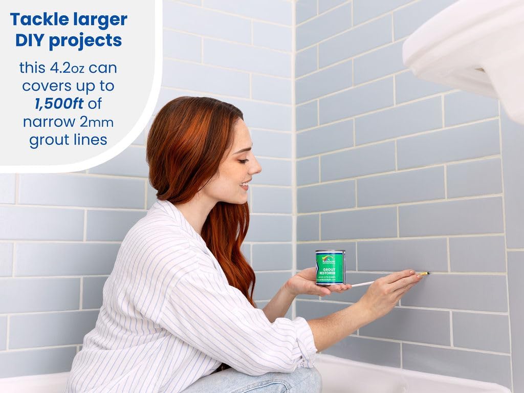 Grout Pen Cream Grout Paint: Waterproof Tile Paint Grout Refresh Restorer for Floor, Kitchen & Bathroom Shower Tiles - Cream - Can Size for Larger Projects - 125ml (4.2oz)