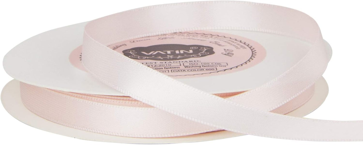 VATIN Double Face Sideshow Rose Satin Ribbon 3/8" Continuous 50 Yards,White Polyester Fabric Ribbon use for Bows Bouquet, Gift Wrapping, Floral Arrangement Wedding Decoration