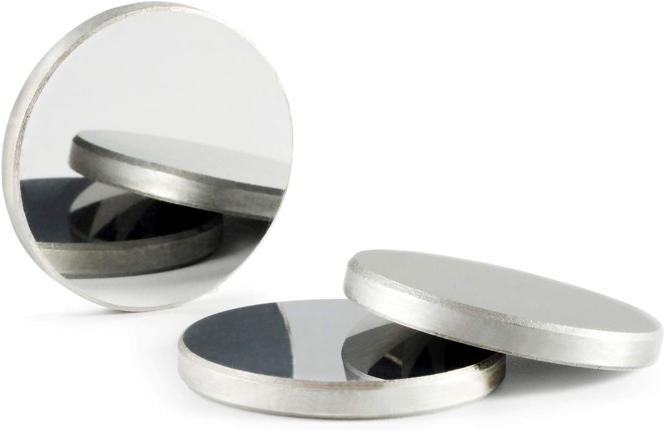 TEN-HIGH Mo Reflective Lens CO2 Laser Lens Laser Mirror Molybdenum Mirrors, for CO2 Laser Engraving Cutting Machine, Dia 25mm 3PCS