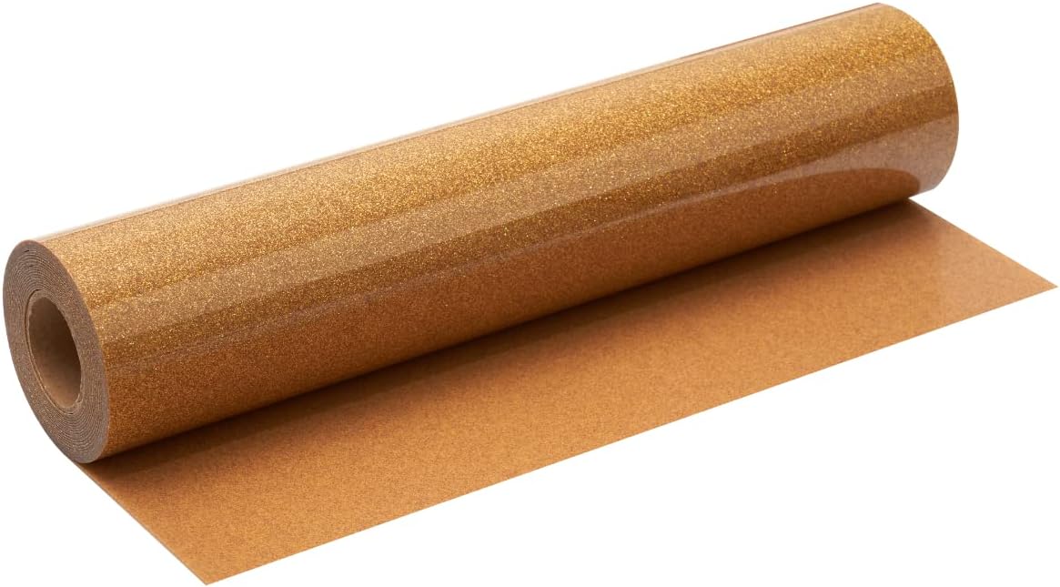 Gold Glitter HTV Roll -12" x10ft Iron on Heat Transfer Vinyl for DIY Shirts Gifts(Old Gold)