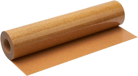 Gold Glitter HTV Roll -12" x10ft Iron on Heat Transfer Vinyl for DIY Shirts Gifts(Old Gold)