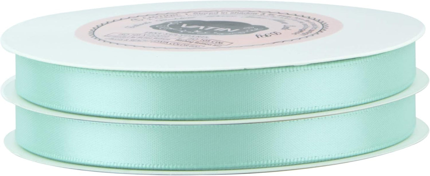 VATIN Double Face Aqua Satin Ribbon 3/8" Continuous 50 Yards,Blue Polyester Fabric Ribbon use for Bows Bouquet, Gift Wrapping, Floral Arrangement Wedding Decoration