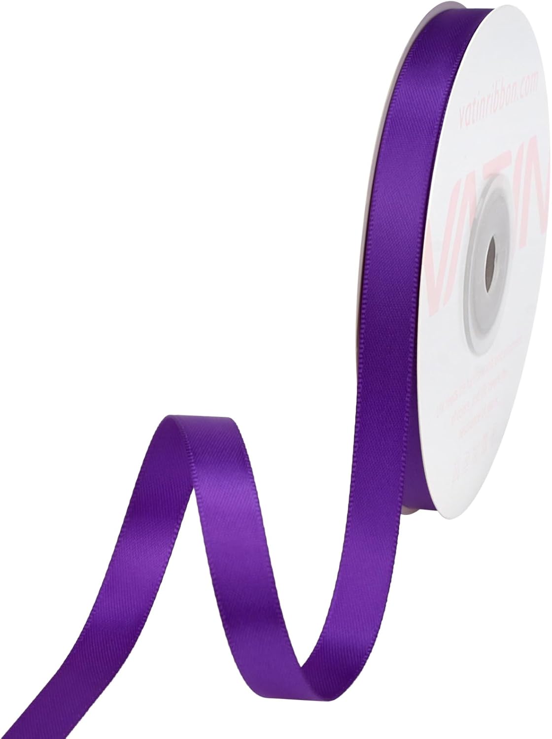 VATIN Double Face Bright Purple Satin Ribbon 3/8" Continuous 50 Yards,Purple Polyester Fabric Ribbon use for Bows Bouquet, Gift Wrapping, Floral Arrangement Wedding Decoration