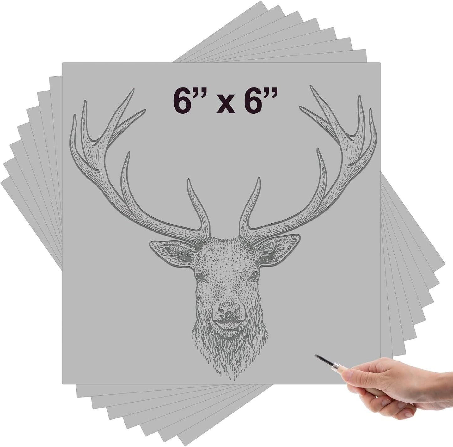 Yeaqee 4 Pcs 6 x 6 Inch Linoleum Block Rubber Carving Block Soft Linocut Blocks Large Linoleum Sheet Unmounted Lino Plates for Engraving Art Project Printmaking Artist Studio Supplies (Gray)