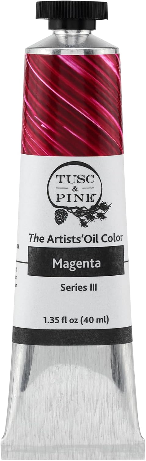 Tusc & Pine Artist Oil Paint - Magenta, 40 ml, Non-Yellowing, Rich & Creamy Consistency, Maximum Pigment Load, Small Batch Milled Oil Paints Made in the USA for Professional Artists