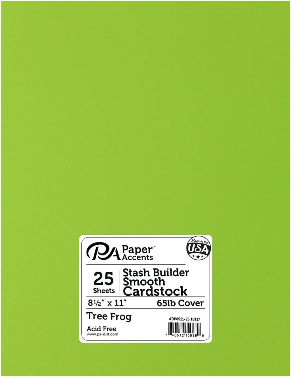 PA Paper Accents Stash Builder Cardstock 8.5" x 11" Tree Frog, 65lb Colored cardstock Paper for Card Making, Scrapbooking, Printing, Quilling and Crafts, 25 Piece Pack