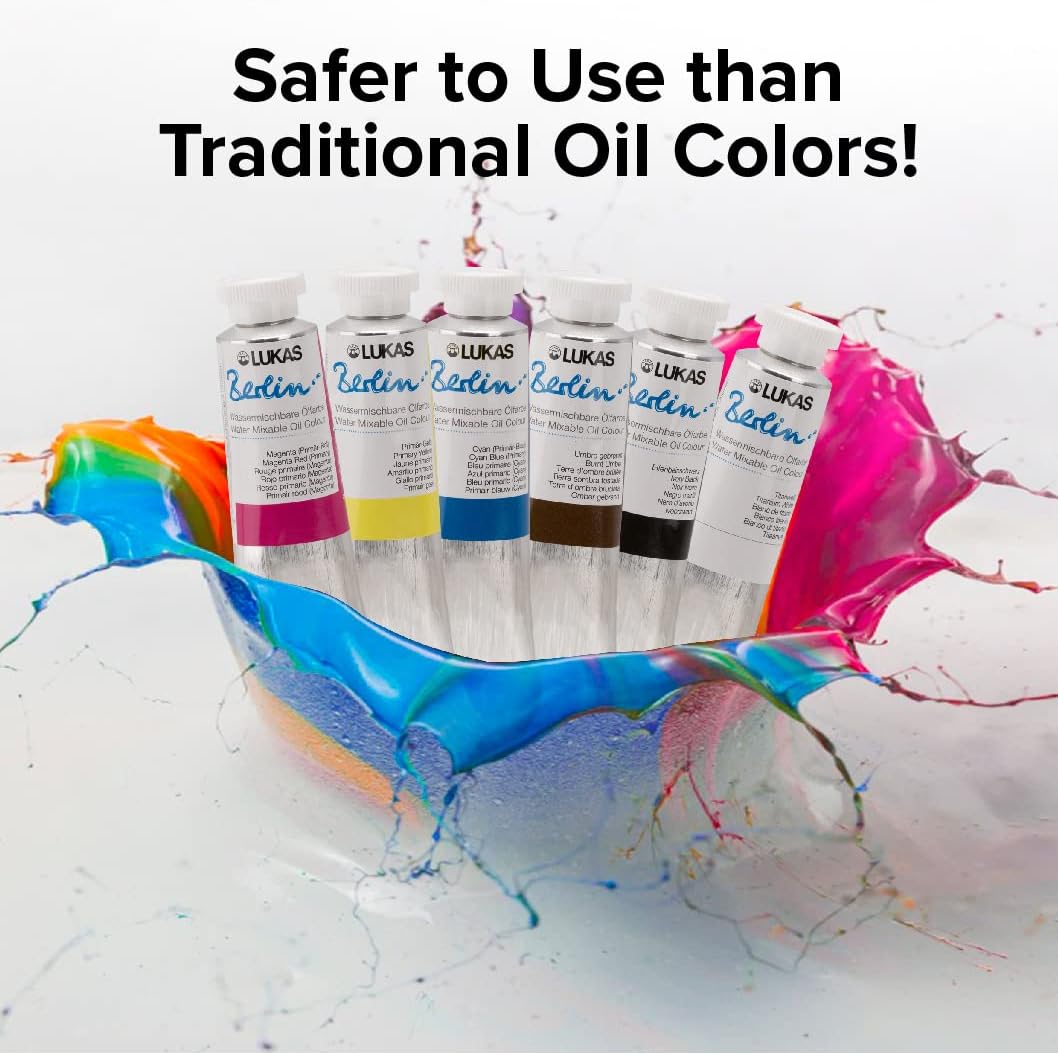 Lukas Water Mixable Oil Paint - Eco-Friendly, 37ml Browns Set of 6, Solvent-Free Artist Oil Paint with Lightfast Pigments and Beeswax for Smooth Consistency, Water Soluble, Quick-Drying