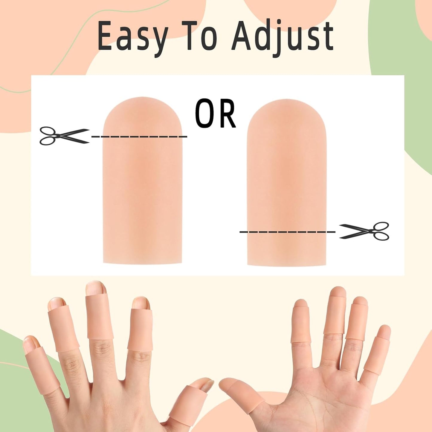 12PCS Gel Finger Cots Silicone Finger Protectors for Trigger Finger Relief Fingertip Covers for Cracked Skin Blisters Calluses Nude Medium Finger Sleeves with Long & Short Sizes