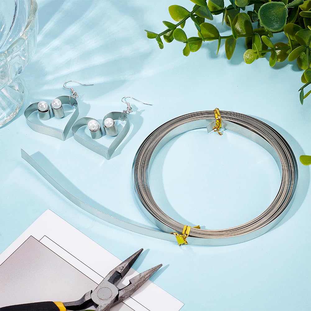 BENECREAT 19.7 Feet 32Gauge Flat Nickel Silver Wire, 8mm Wide Flat Bezel White Copper DIY Bezel Setting Wire for DIY Jewelry Craft Making Gem Wrapping