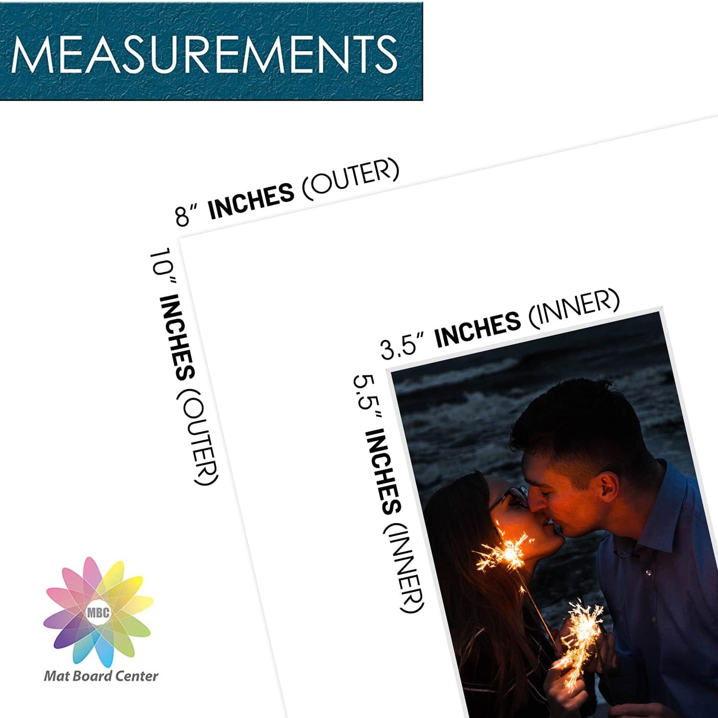 Mat Board Center, Pack of 10, 8x10 for 4x6 White Photo Picture Mats - Acid Free, 4-ply Thickness, White Core - for Pictures, Photos, Framing