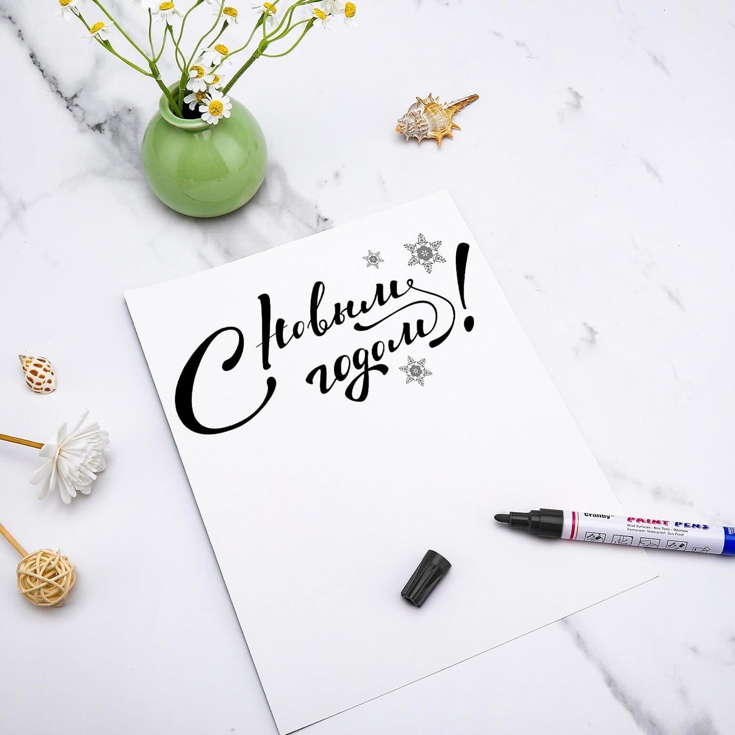 Black Paint Markers, 12 Pack Oil-Based Waterproof Quick Dry Permanent Paint Pen Set for Rocks Painting, Wood, Fabric, Plastic, Canvas, Glass, Mugs, Metal, Tire, Stone, DIY Craft