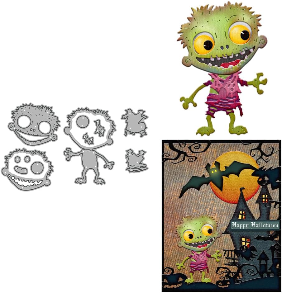 Halloween Clear Silicone stampReusable Stamp with Pumpkins, Skulls, Bats, Santa Claus, and Holiday Designs. Used for Making Cards, scrapbooks, and DIY templates (Halloween Zombies)