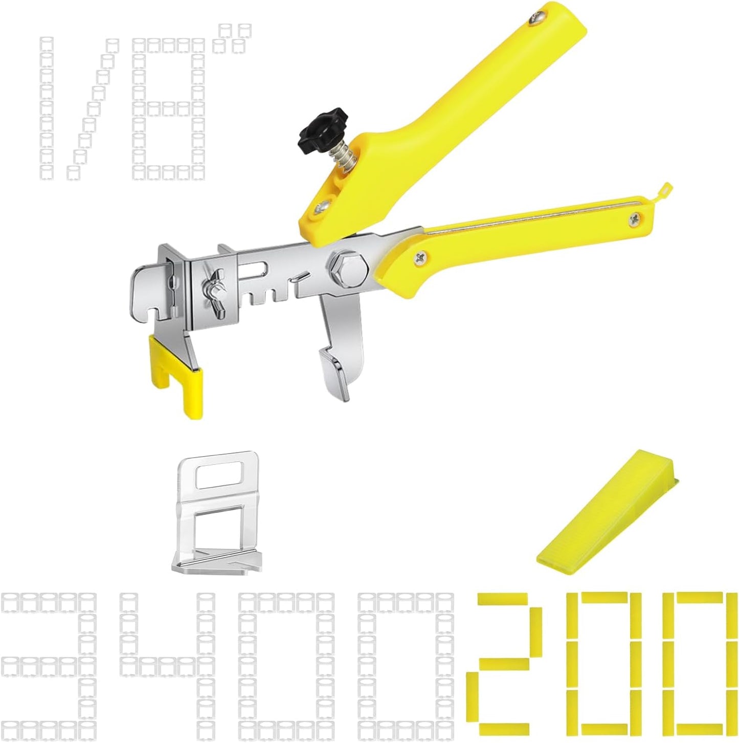 Storystore Tile Leveling System with Tile Pliers - 3400 Piece Tile Spacers Clips and 200 Piece Reusable Wedges, 1/8 Inch Tile Installation Tools Kit