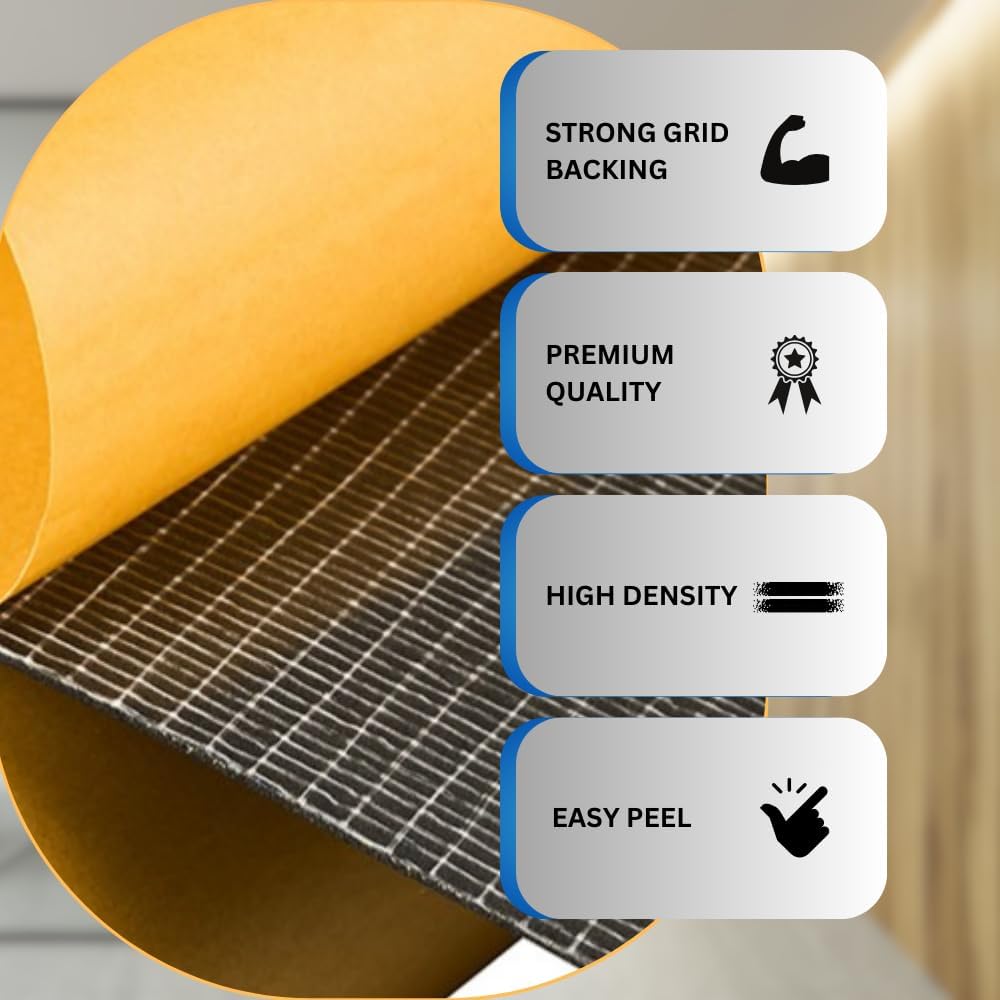 Premium High Density EVA Foam Sheet with Adhesive Backing 15” x 59” Black Foam Mat - Craft Foam Sheet for Cosplay Costume, Crafts, Padding, DIY Projects and Insulation Weather Stripping Sheets Roll