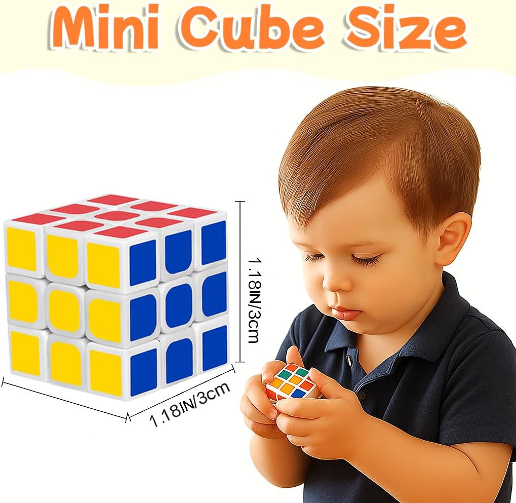 24 Pack Mini Puzzle Cubes Party Favors for Kids, 3x3 Mini Magic Cube Puzzle Prize Set for Kids School Rewards, 1.18inch Bulk Small Toys for Party, Birthday, Christmas Stocking