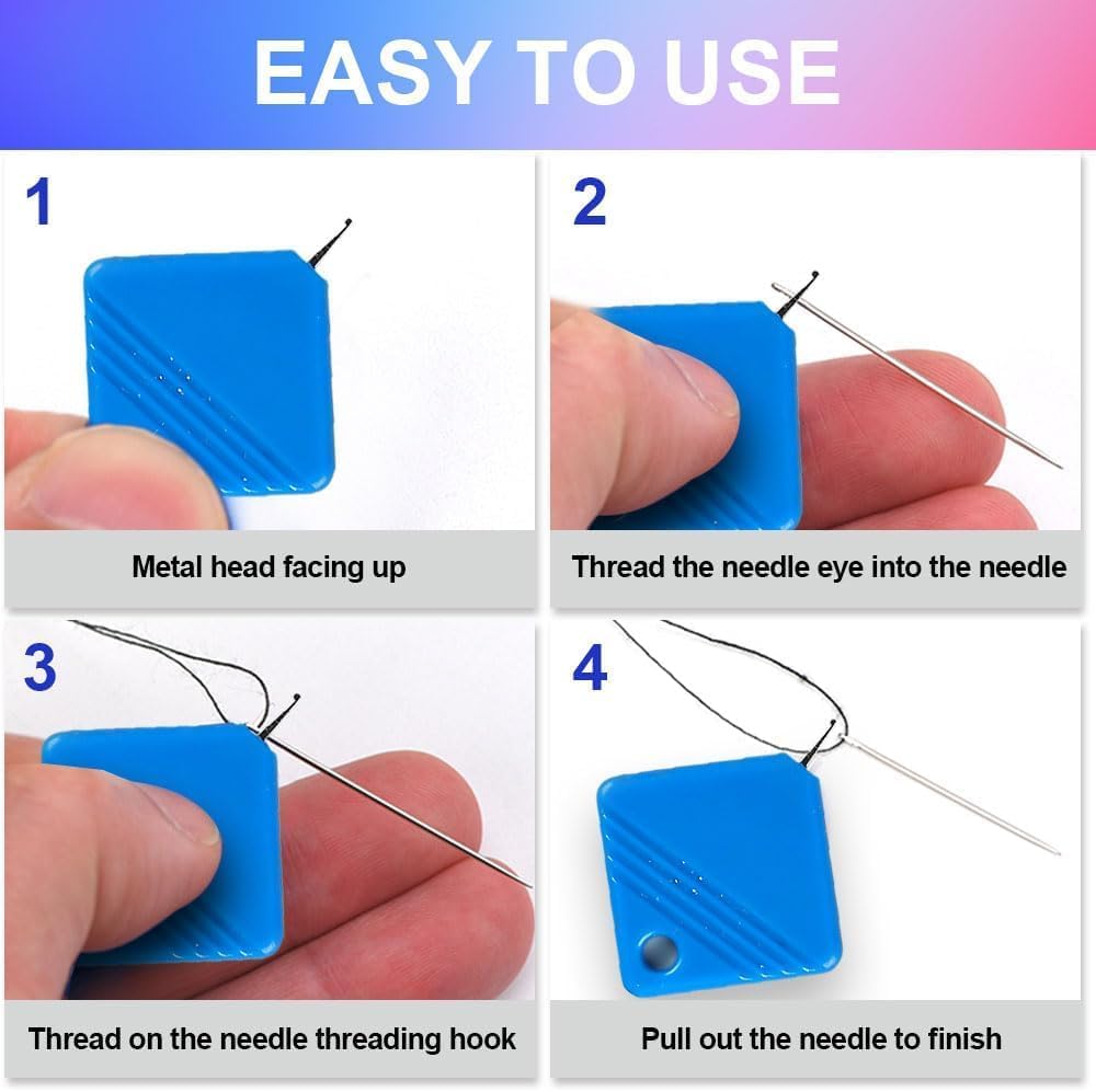 Automatic Needle Threaders for Hand Sewing, 2025 Upgrade Embroidery Floss, Sewing Machine Needle Threader, Sewing Supplies Tool, Fits All Needle Sizes (1, Yellow)