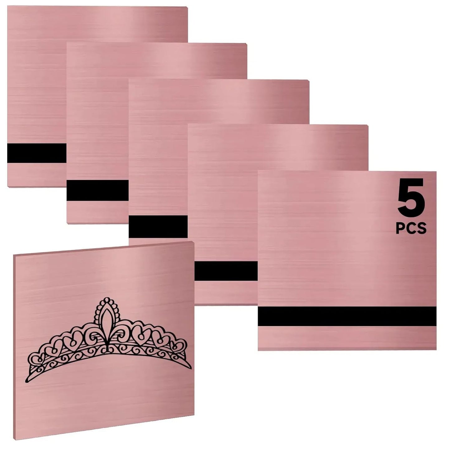 5PCS Laser Engraving Double Color ABS Plastic Sheet,Two-Tone Laserable Engraving Plastic Sheets for Name Badge,Office Label,Laser Product,Size 11.73" x 11.73",Brushed Rose Golden/Black