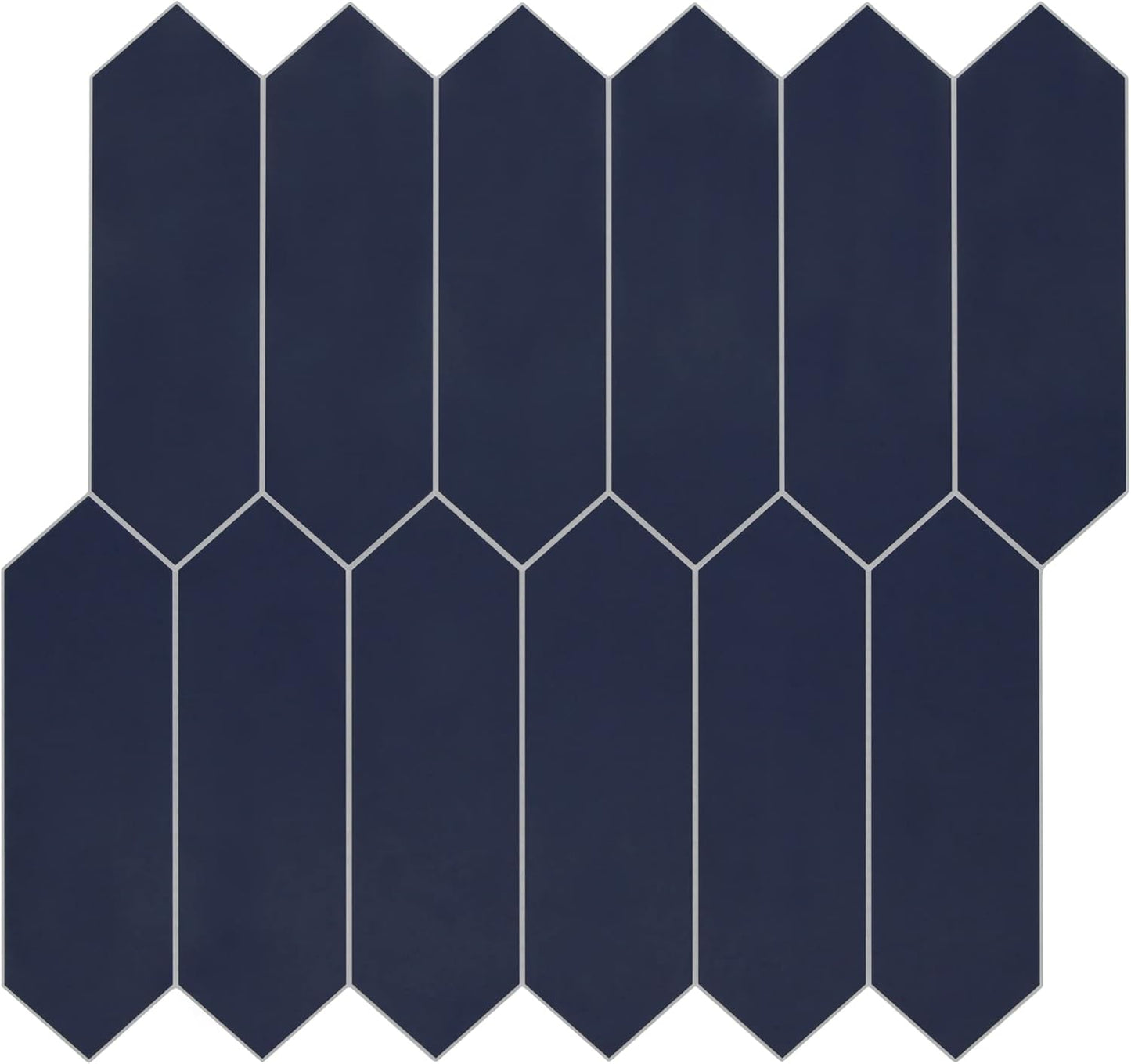 SUNWINGS Backsplash Tile for Kitchen Peel and Stick, Stone Composite Self Adhesive Tiles Long Hexagon Mosaic Wall Tile for Kitchen, 12 Inch x 11.22 Inch 10 Sheets Navy Blue