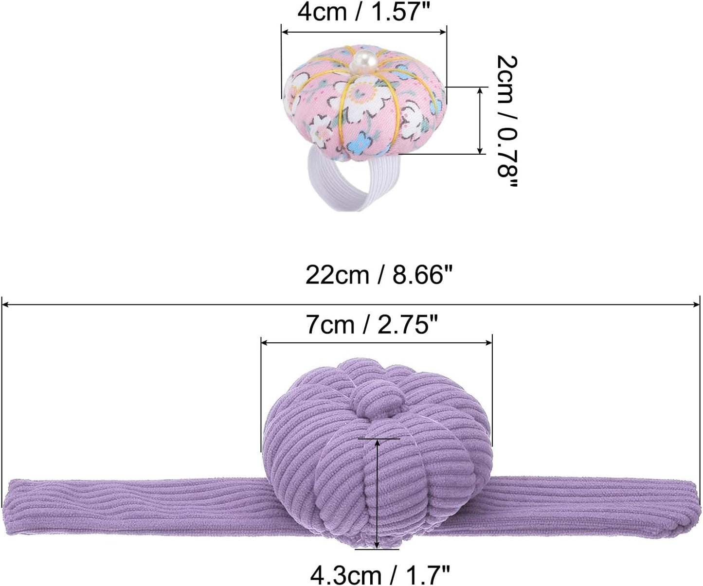 PATIKIL Wrist Pumpkin Pin Cushion, Snap Pin Cushion with Elastic Strap Ring Portable Embroidery Needle Pin Storage for Hand Craft Knitting, Lavender