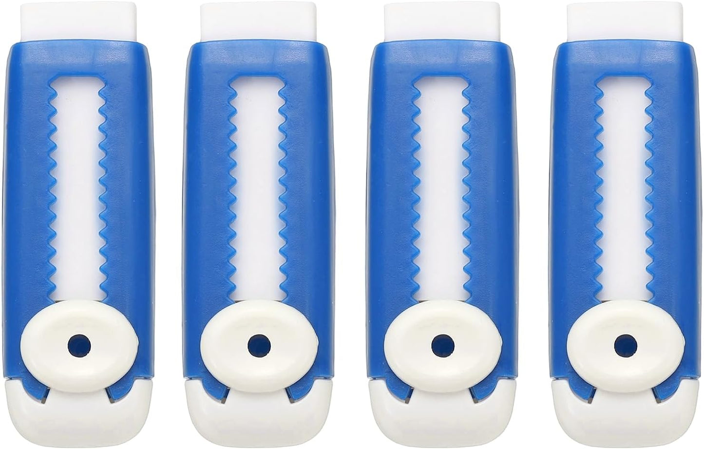 PATIKIL 4 Pack Erasers, Sliding Retractable Eraser Push Pull Cute Pencil Erasers Soft Large Easy to Clean with Plastic Sleeve for Sketching Drawing Artists Teacher Pencils, Blue White