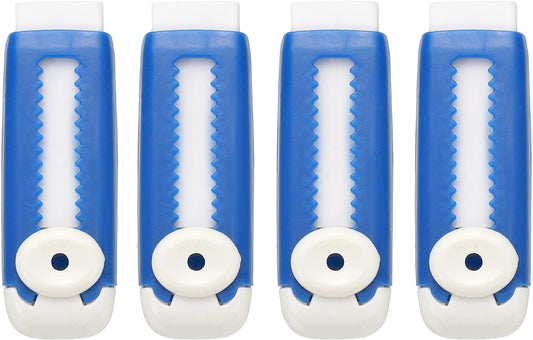 PATIKIL 4 Pack Erasers, Sliding Retractable Eraser Push Pull Cute Pencil Erasers Soft Large Easy to Clean with Plastic Sleeve for Sketching Drawing Artists Teacher Pencils, Blue White