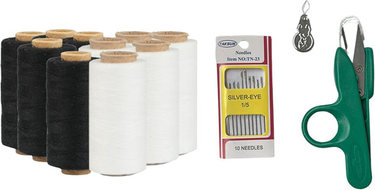 2 Colors Serger Sewing Thread and Small Scissors - 10 Cones Threads of 500 Yards Each Spool | Sewing Clips Quilting Materials Heavy-Duty Sewing Machine Threads and Small Scissors | Lace,Ribbon Yarn