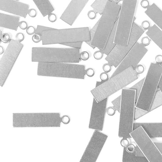 ImpressArt - Premium Metal Stamping Rectangle Blanks for Metal Stamping and Jewelry Making (24 Pack) (5/8" Rectangle Tag w/Ring, Aluminum)