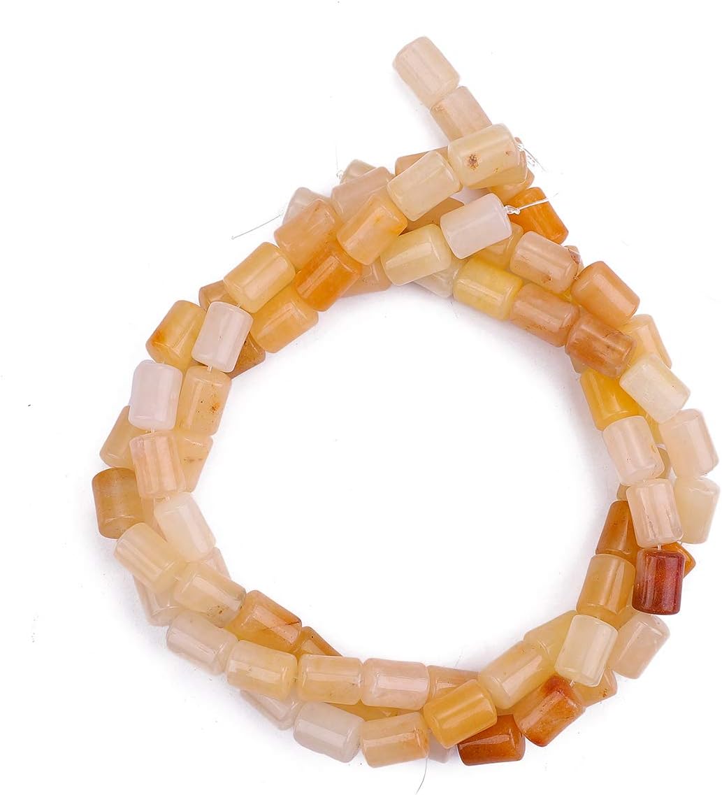 Natural Yellow Jade Cylinder Stone Loose Semi Gemstone Beads for Jewelry Making 10mmx14mm 38cm