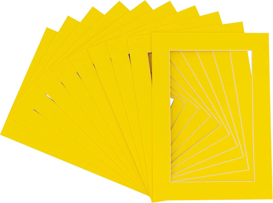 11x14 Mat for 8.5x11 Photo - Precut Yellow Picture Matboard for Frames Measuring 11 x 14 Inches - Bevel Cut Matte to Display Art Measuring 8.5 x 11 Inches - Acid Free Pack of 100 MATS
